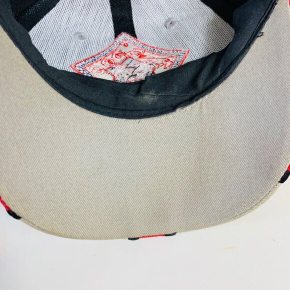 Red Dog Racing Bold Snapback Hat Red Flame Design Black Beige Cap Collector VTG - Picture 11 of 12